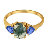 Three Stone Oval Natural Stone Trio Ring