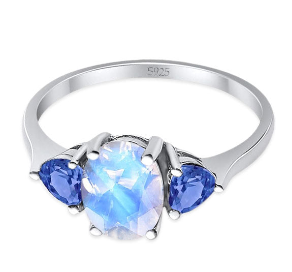 Three Stone Oval Natural Stone Trio Ring
