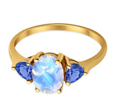 Three Stone Oval Natural Stone Trio Ring
