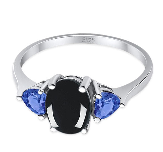 Three Stone Oval Natural Stone Trio Ring