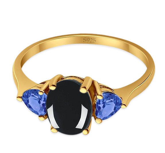 Three Stone Oval Natural Stone Trio Ring
