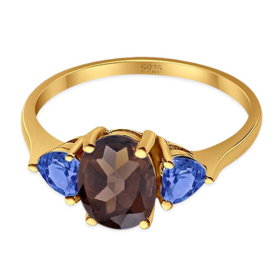 Three Stone Oval Natural Stone Trio Ring
