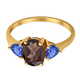 Three Stone Oval Natural Stone Trio Ring