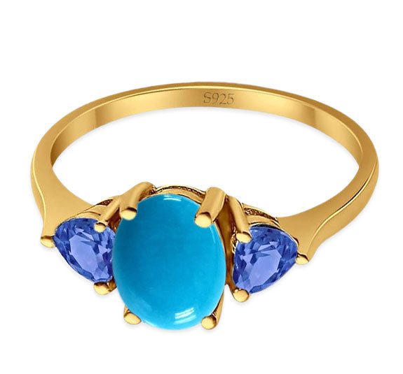 Three Stone Oval Natural Stone Trio Ring