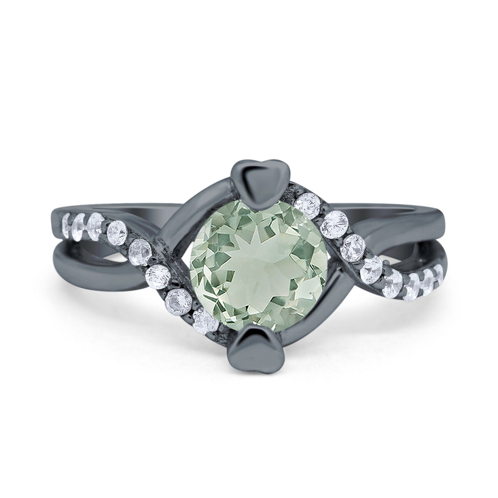 Art Deco Round Natural Stone Twisted Ring