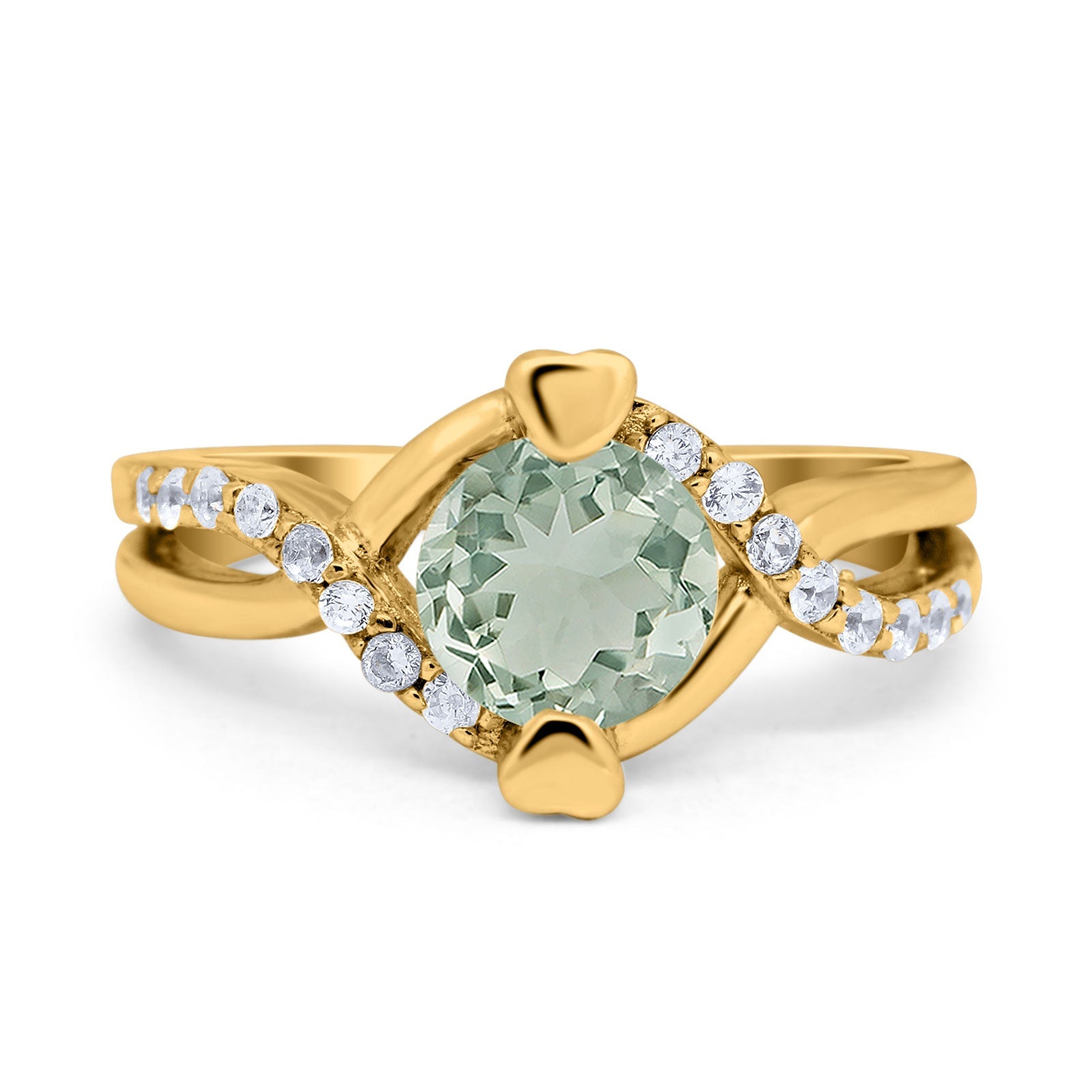 Art Deco Round Natural Stone Twisted Ring