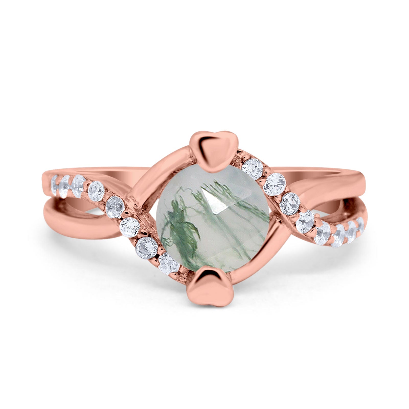 Art Deco Round Natural Stone Twisted Ring