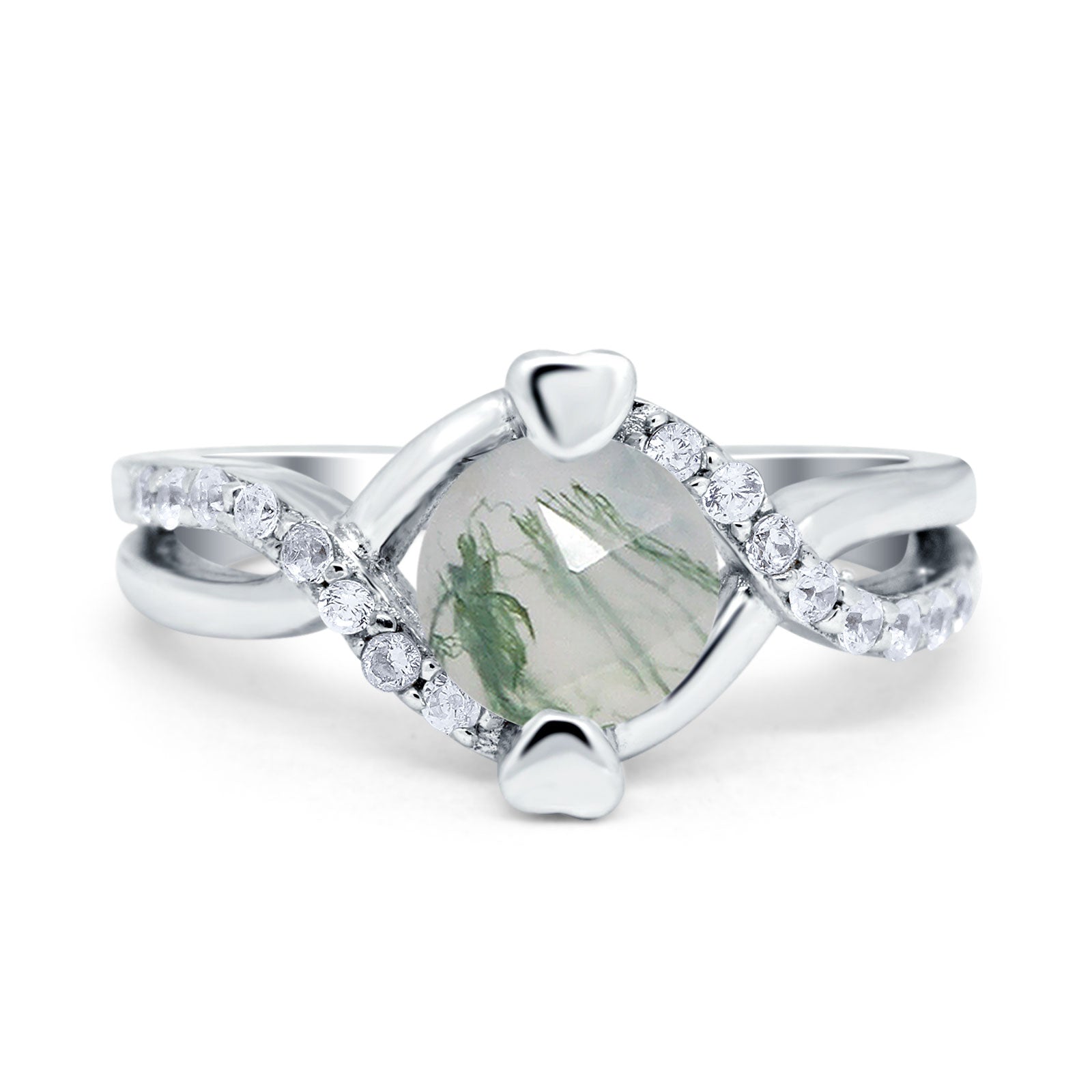 Art Deco Round Natural Stone Twisted Ring