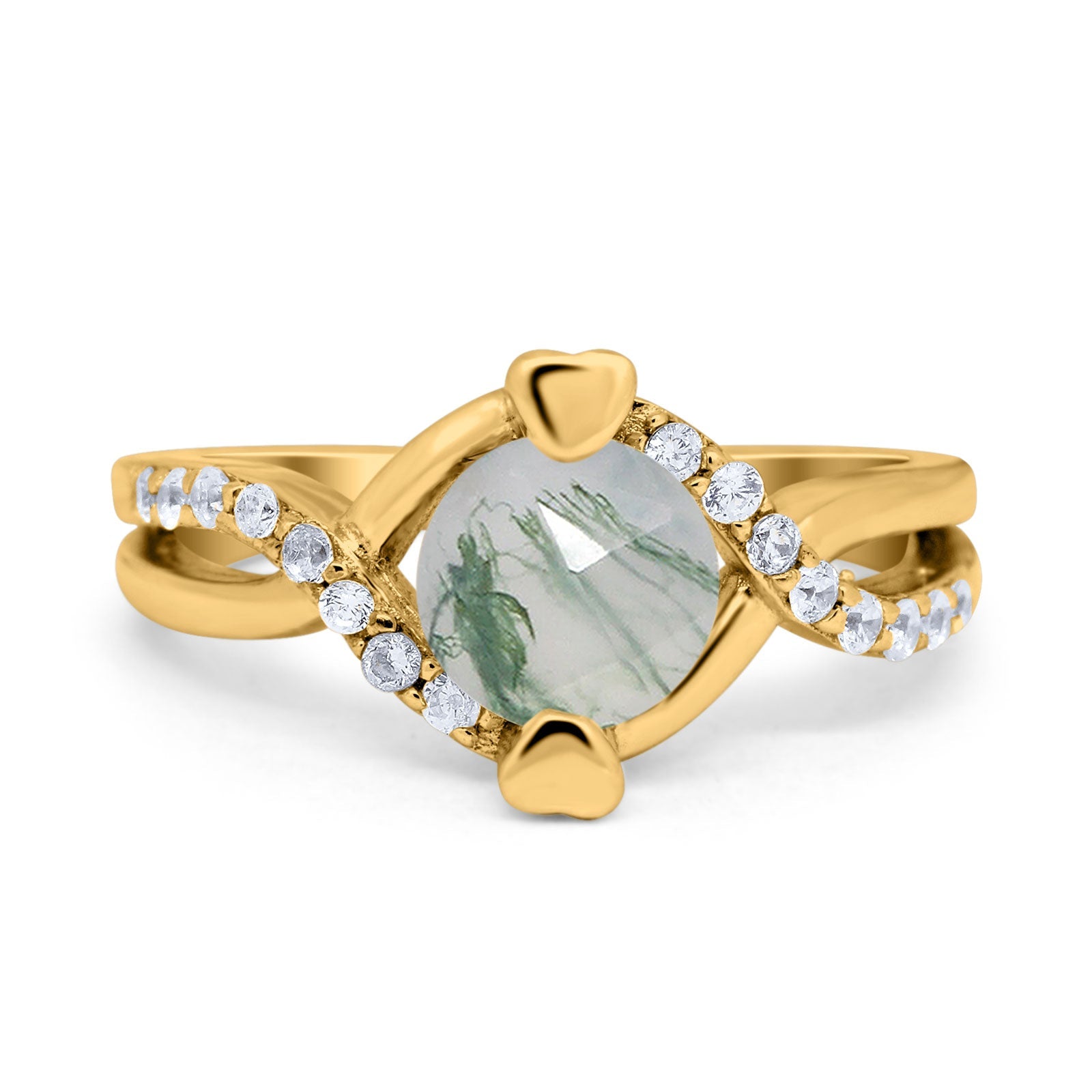 Art Deco Round Natural Stone Twisted Ring