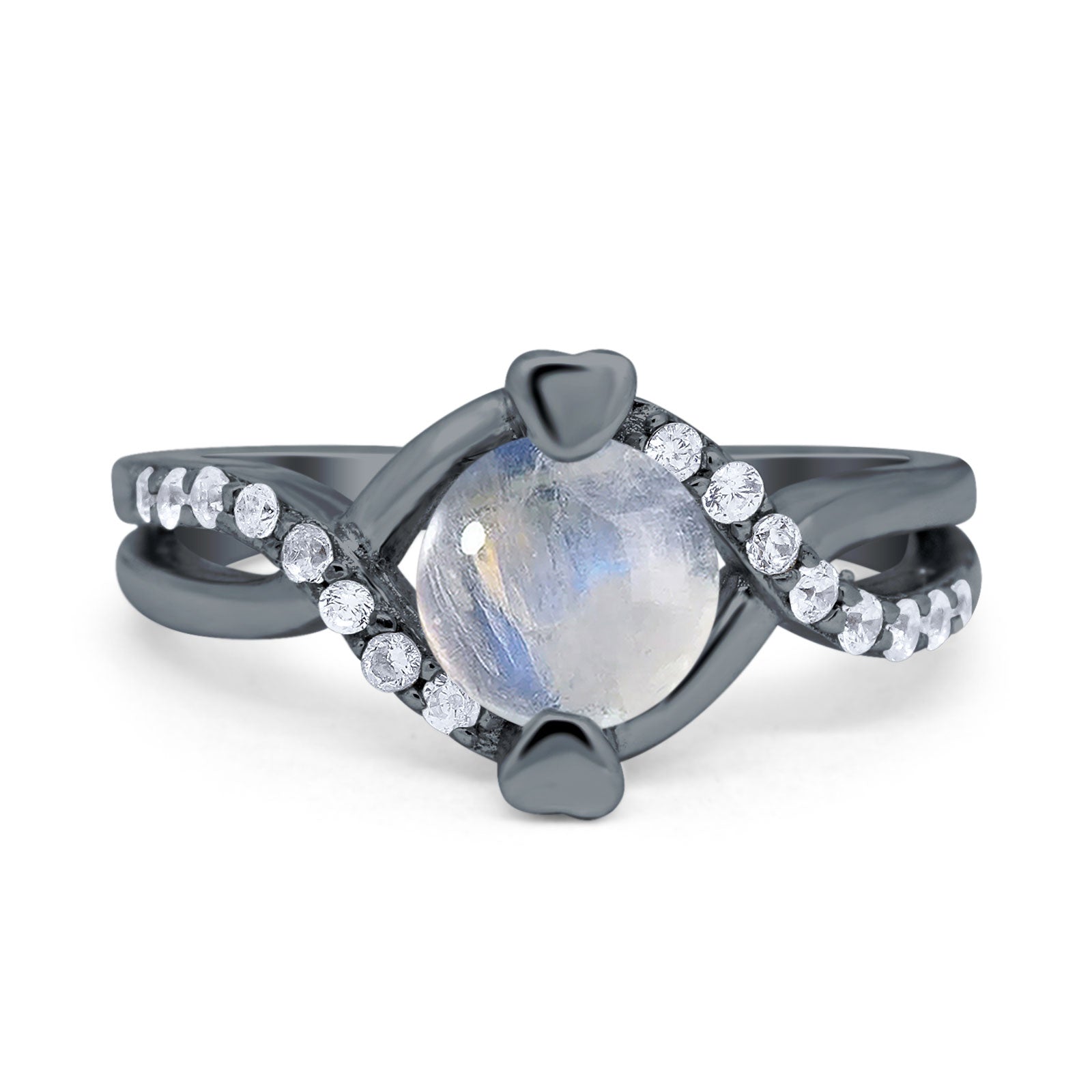 Art Deco Round Natural Stone Twisted Ring