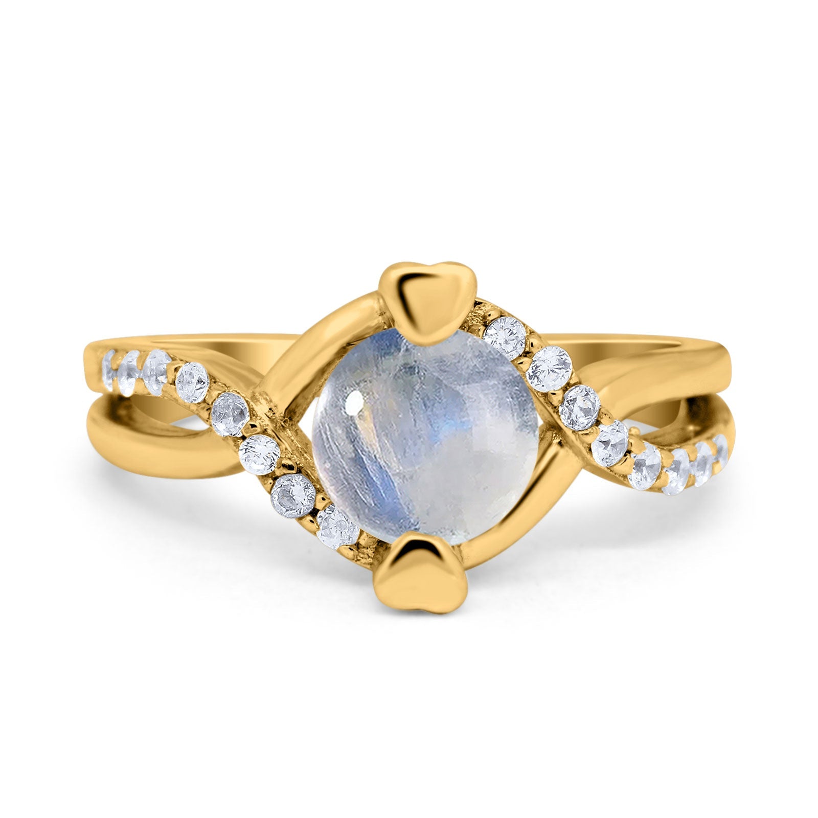 Art Deco Round Natural Stone Twisted Ring