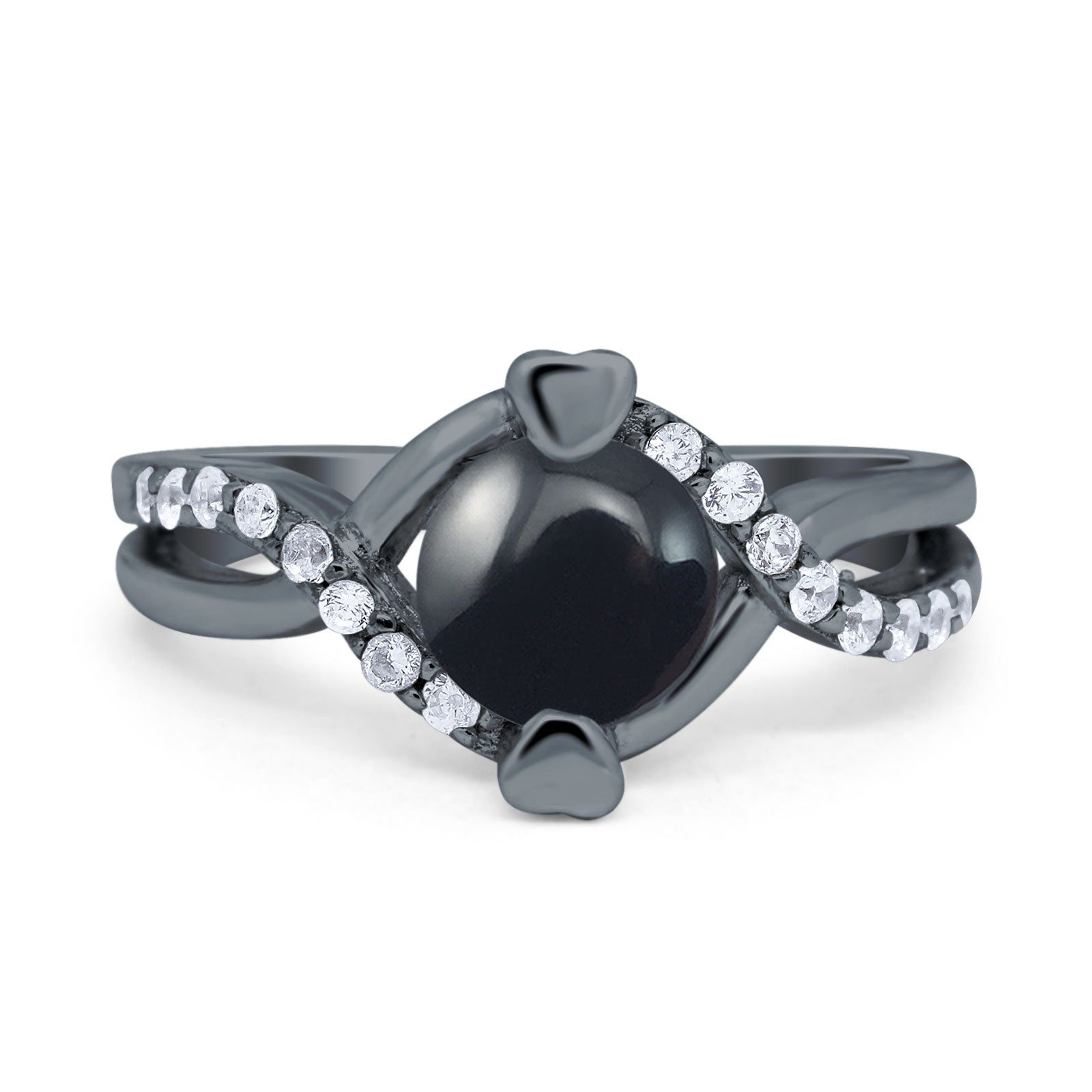 Art Deco Round Natural Stone Twisted Ring