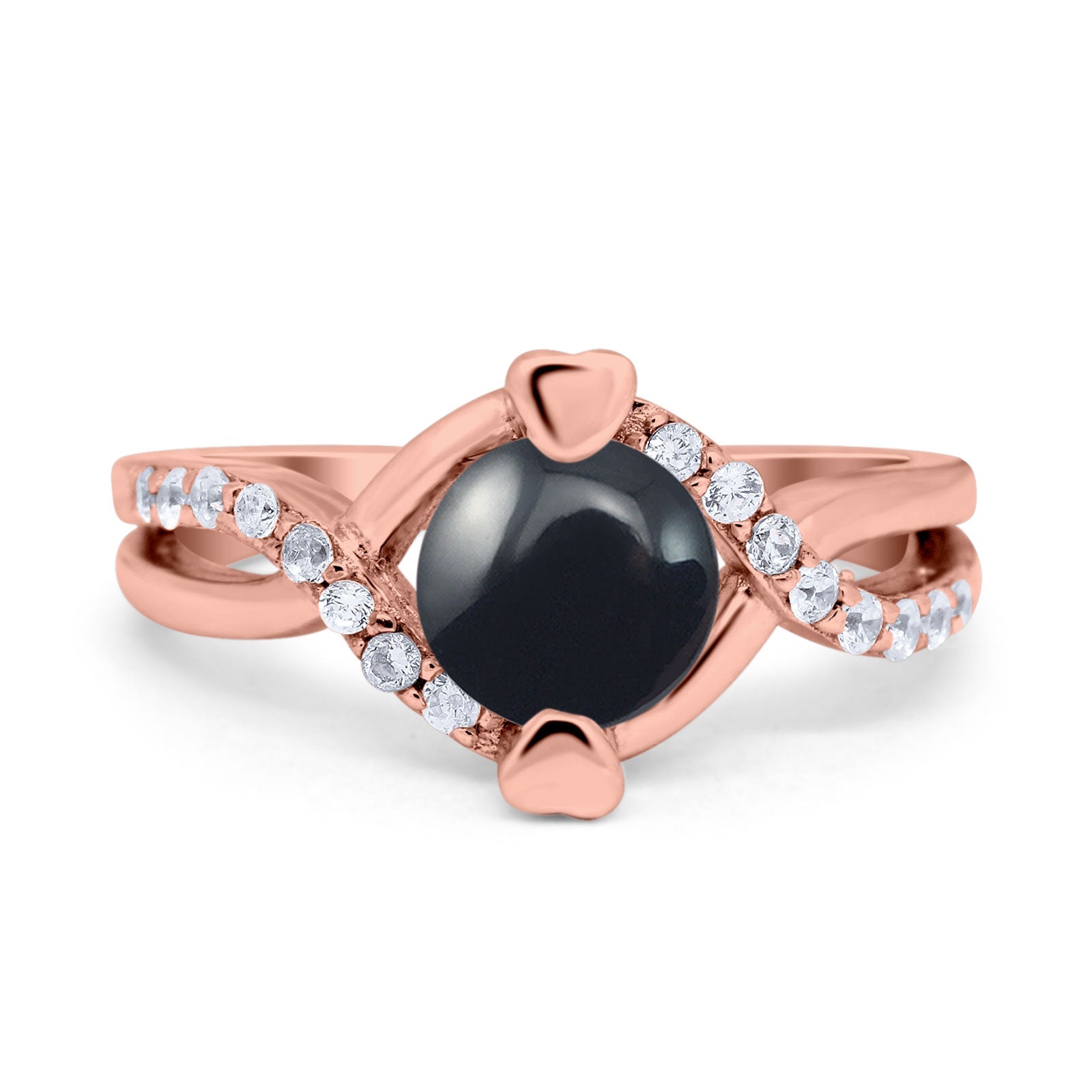 Art Deco Round Natural Stone Twisted Ring