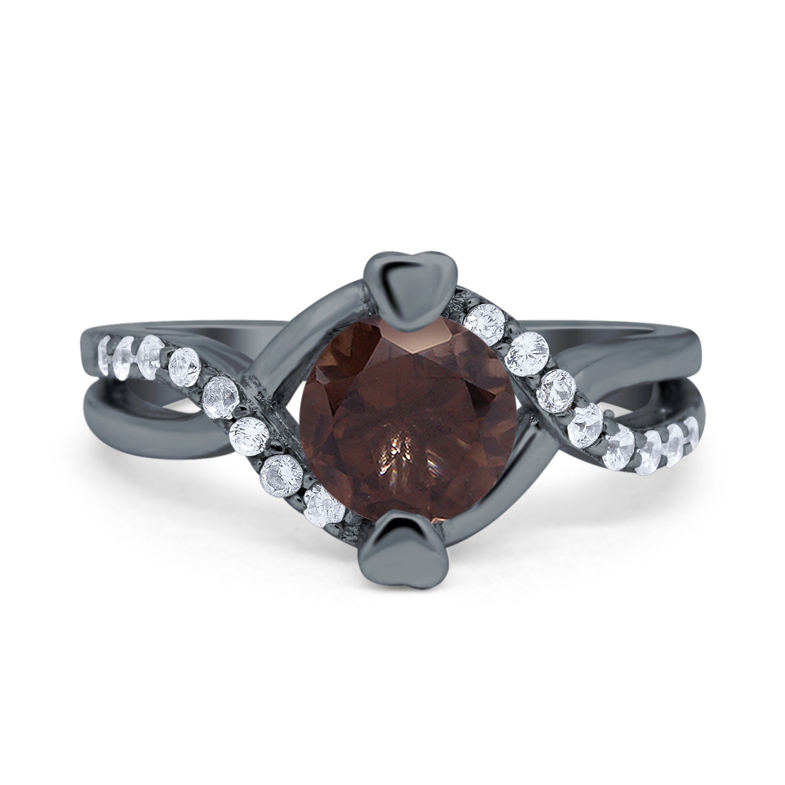 Art Deco Round Natural Stone Twisted Ring
