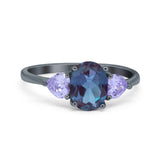 Art Deco Oval Natural Stone Trio Ring