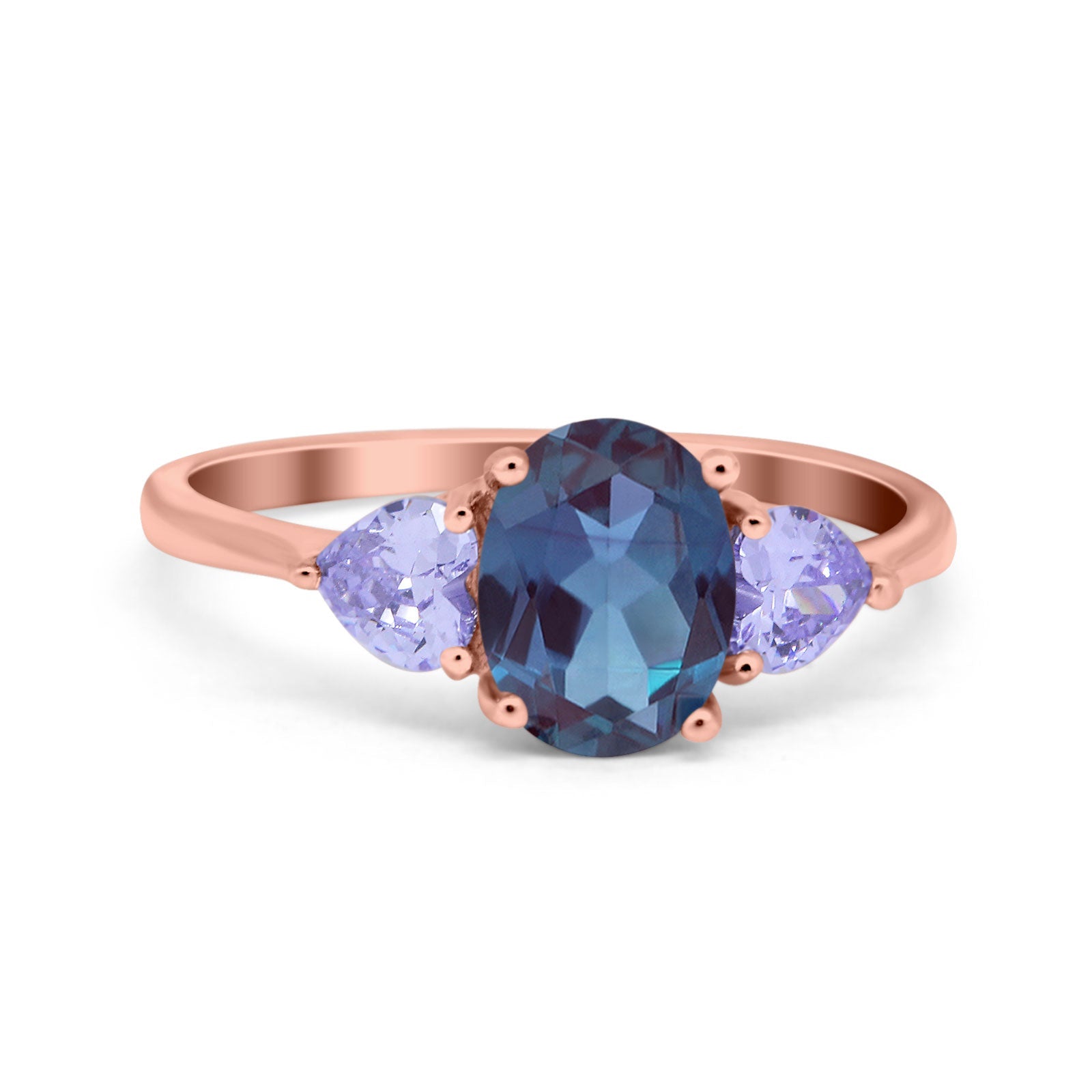 Art Deco Oval Natural Stone Trio Ring