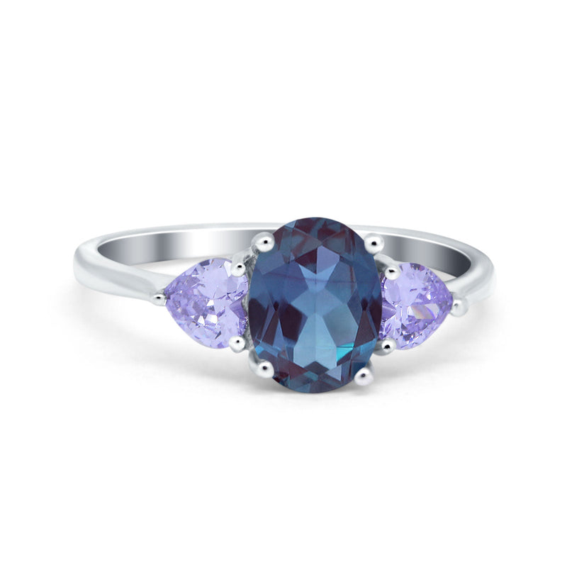 Art Deco Oval Natural Stone Trio Ring