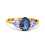 Art Deco Oval Natural Stone Trio Ring