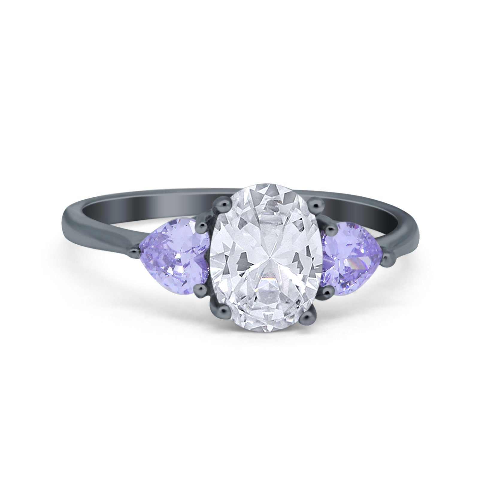 Art Deco Oval Natural Stone Trio Ring