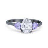 Art Deco Oval Natural Stone Trio Ring