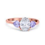 Art Deco Oval Natural Stone Trio Ring