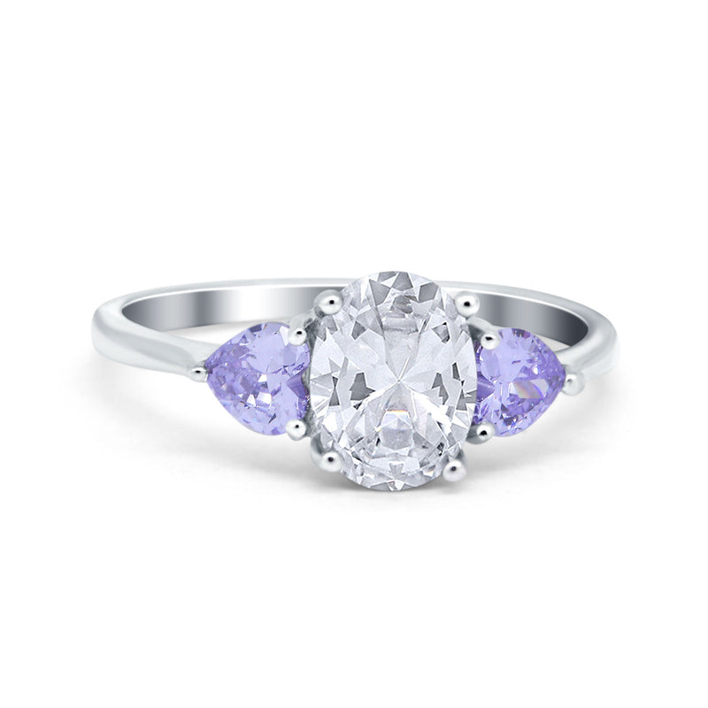 Art Deco Oval Natural Stone Trio Ring
