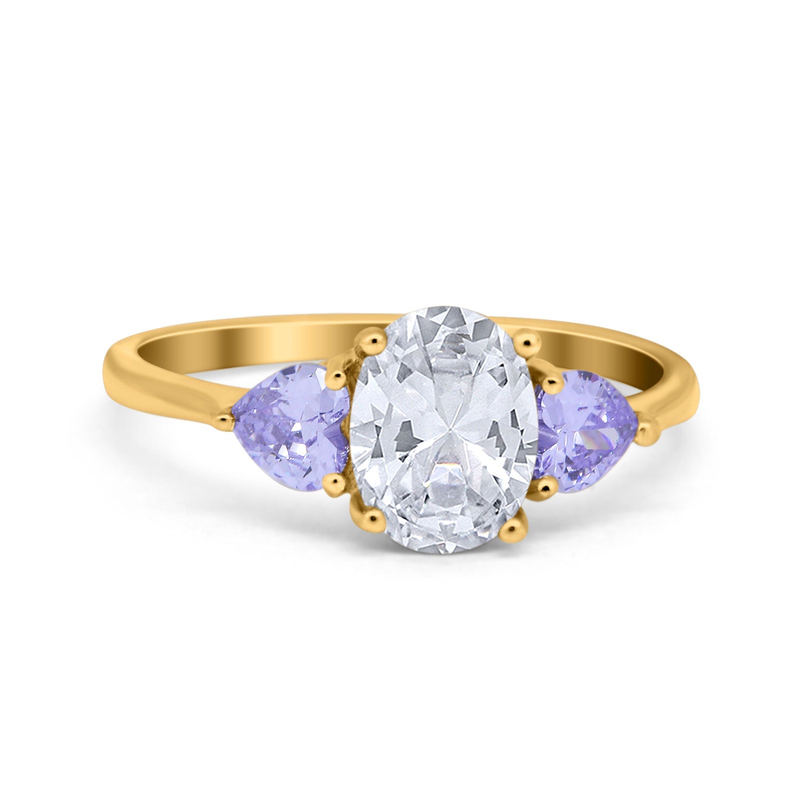 Art Deco Oval Natural Stone Trio Ring