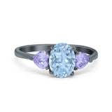 Art Deco Oval Natural Stone Trio Ring