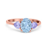 Art Deco Oval Natural Stone Trio Ring