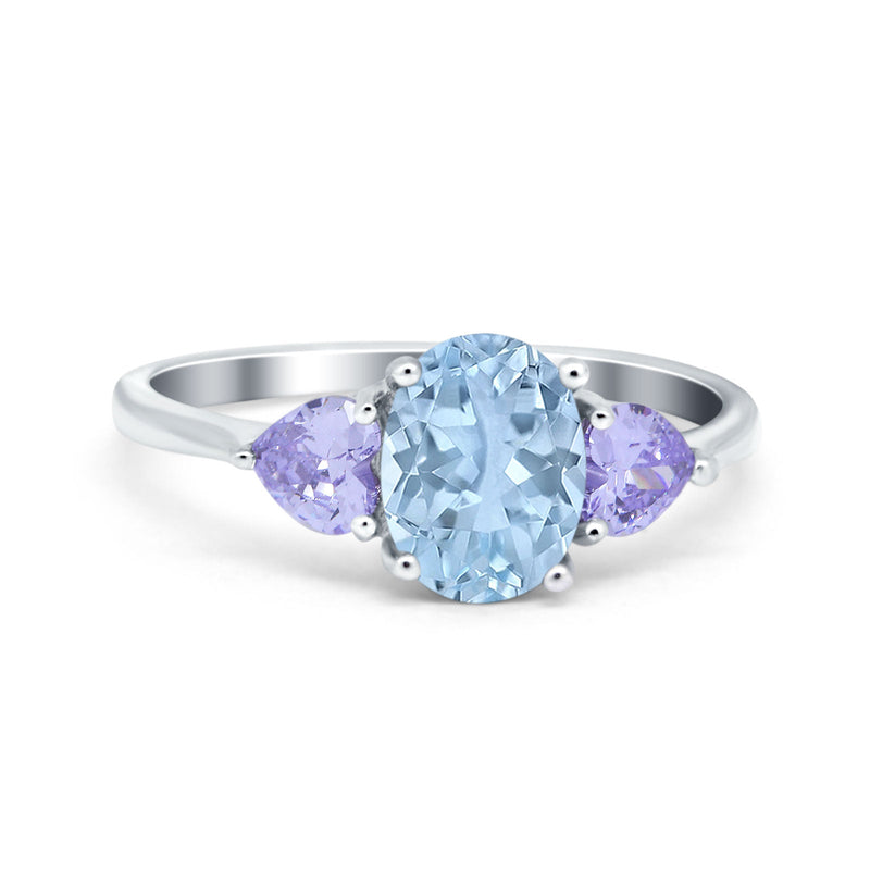 Art Deco Oval Natural Stone Trio Ring