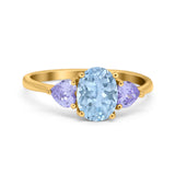 Art Deco Oval Natural Stone Trio Ring