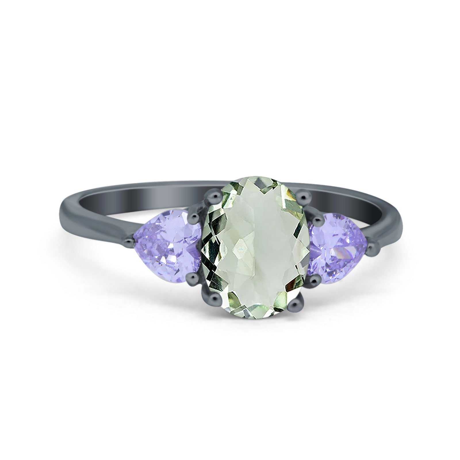 Art Deco Oval Natural Stone Trio Ring