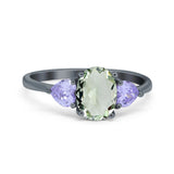 Art Deco Oval Natural Stone Trio Ring