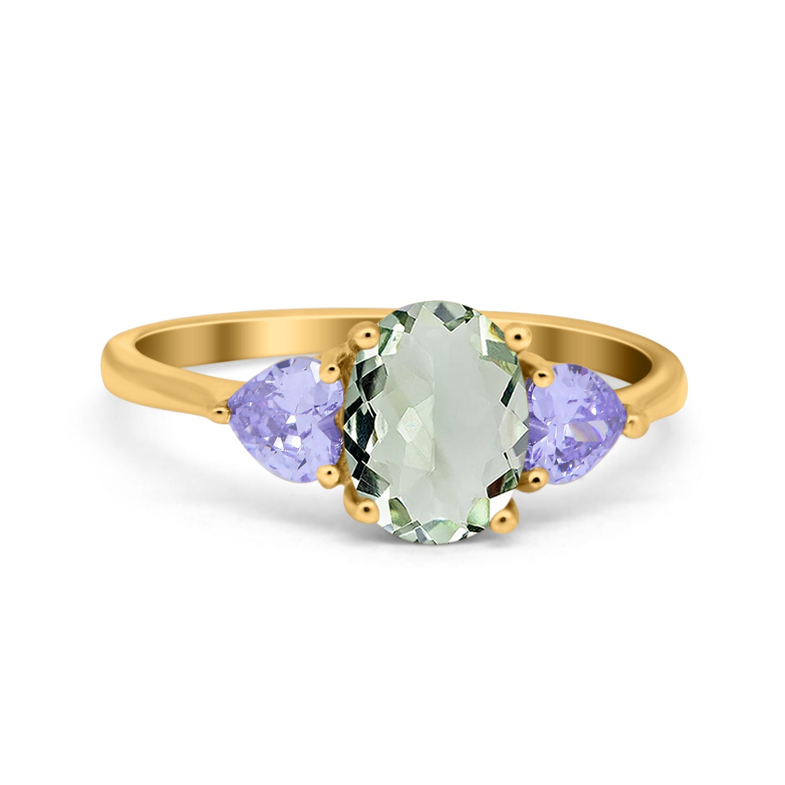 Art Deco Oval Natural Stone Trio Ring