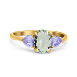 Art Deco Oval Natural Stone Trio Ring