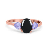 Art Deco Oval Natural Stone Trio Ring