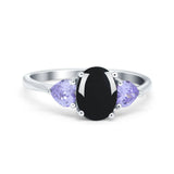 Art Deco Oval Natural Stone Trio Ring