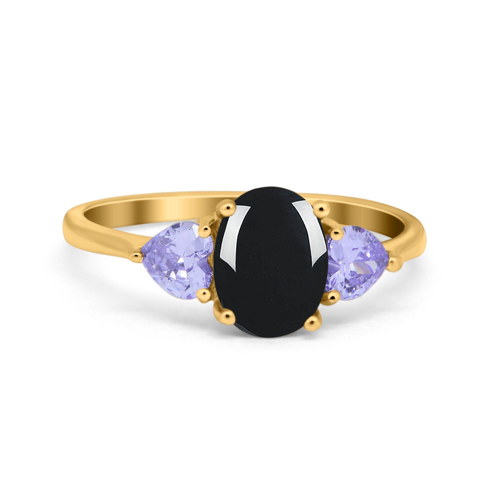 Art Deco Oval Natural Stone Trio Ring
