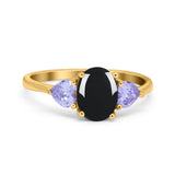 Art Deco Oval Natural Stone Trio Ring