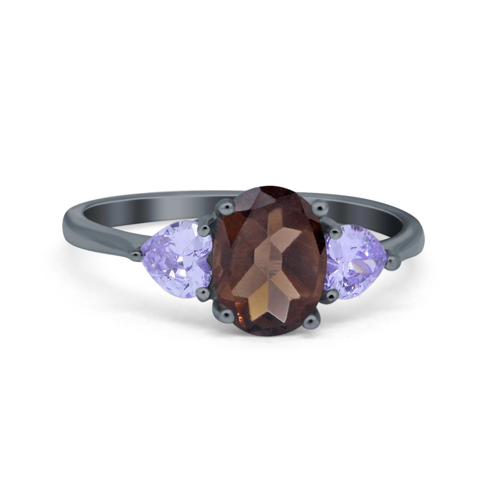 Art Deco Oval Natural Stone Trio Ring