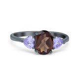 Art Deco Oval Natural Stone Trio Ring
