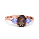 Art Deco Oval Natural Stone Trio Ring