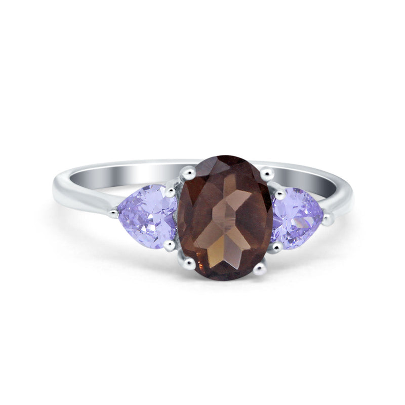 Art Deco Oval Natural Stone Trio Ring