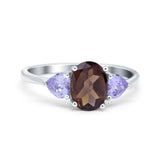 Art Deco Oval Natural Stone Trio Ring