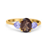 Art Deco Oval Natural Stone Trio Ring