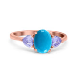 Art Deco Oval Natural Stone Trio Ring