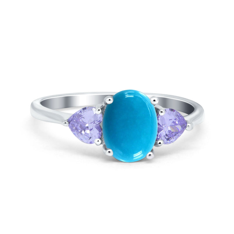 Art Deco Oval Natural Stone Trio Ring