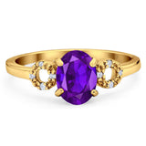 Art Deco Oval Natural Stone Filigree Ring