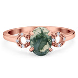 Art Deco Oval Natural Stone Filigree Ring