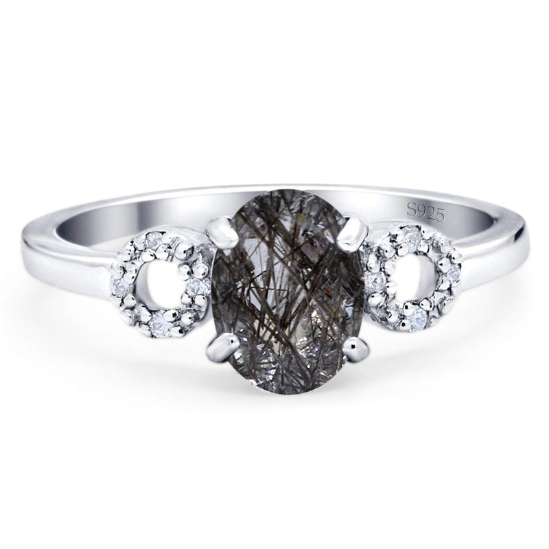 Art Deco Oval Natural Stone Filigree Ring